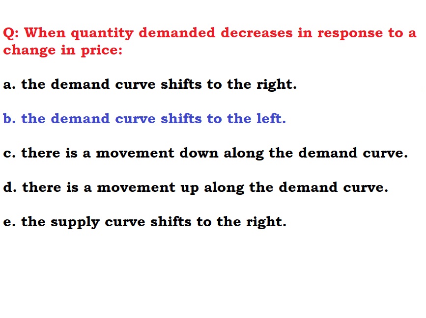 When quantity demanded decreases in response to a change in price: