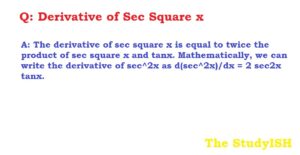 Derivative of Sec Square x